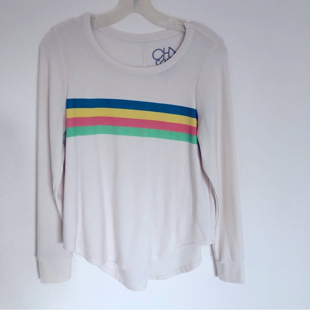 Long sleeve sweater retro cream scoop neck medium